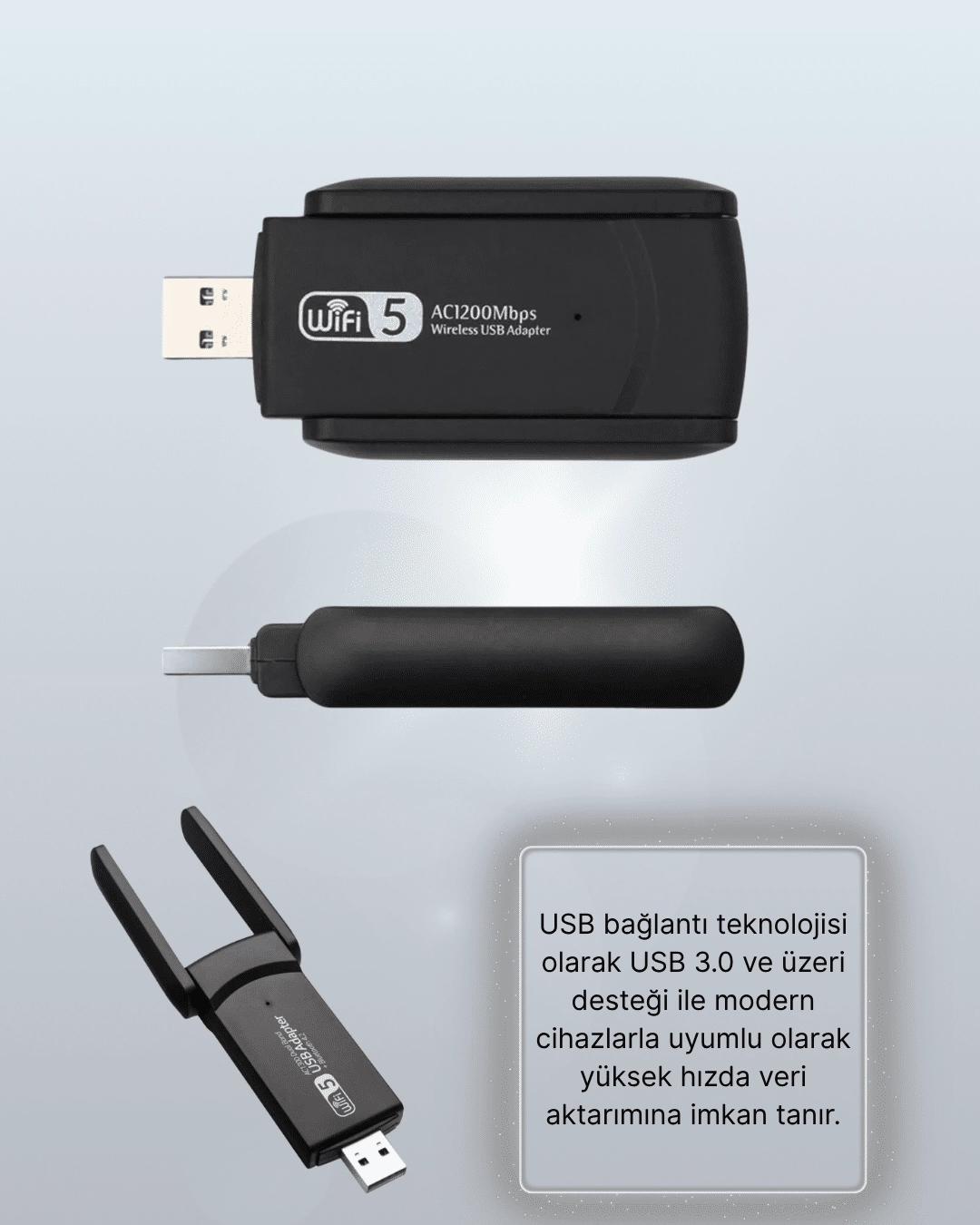 BUĞZ USB 3.0 Wireless Adaptör – 2.4GHz & 5GHz Destekli