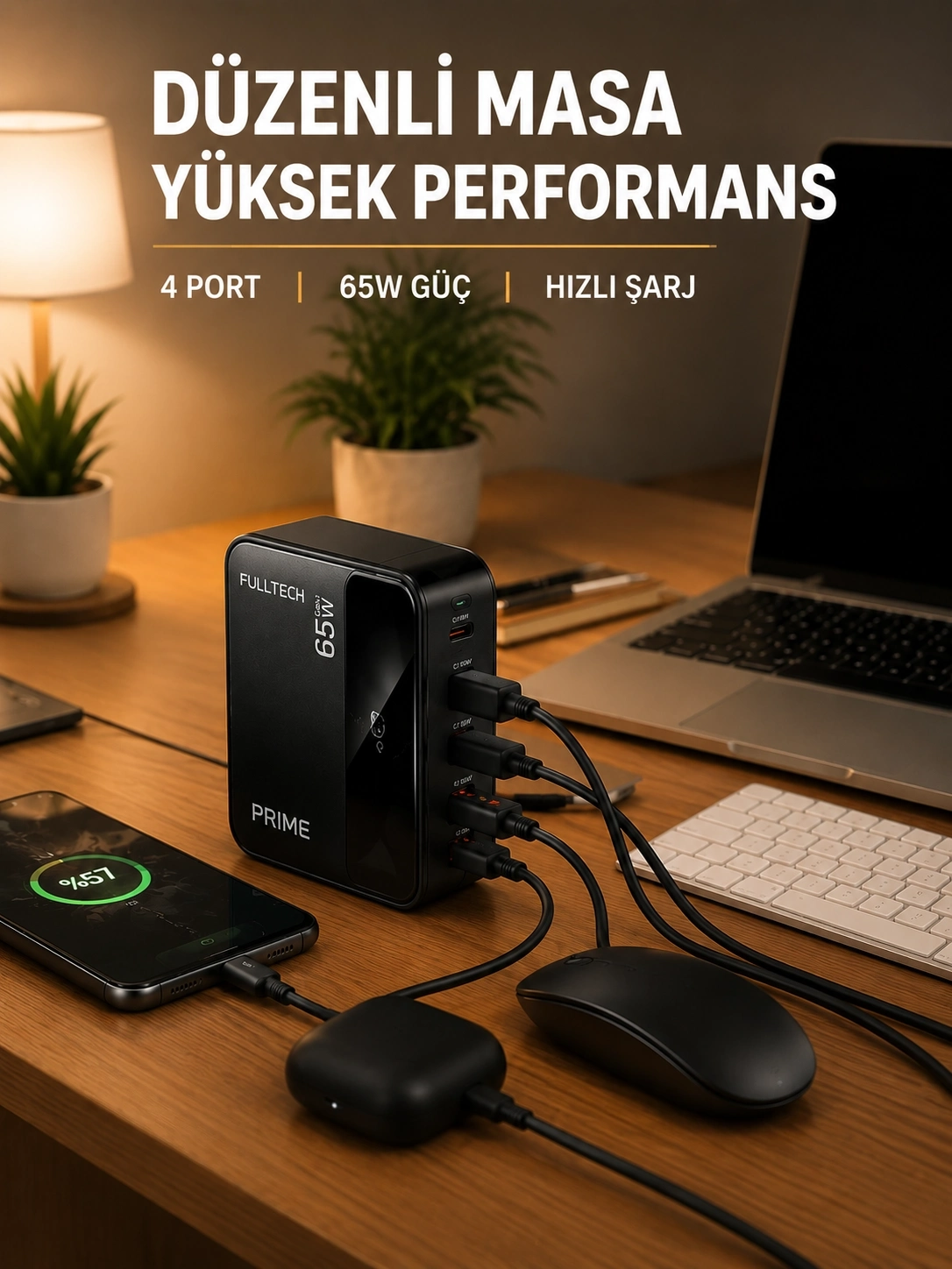 BUĞZ USB-A ve USB-C Girişli Çoklu Şarj Cihazı