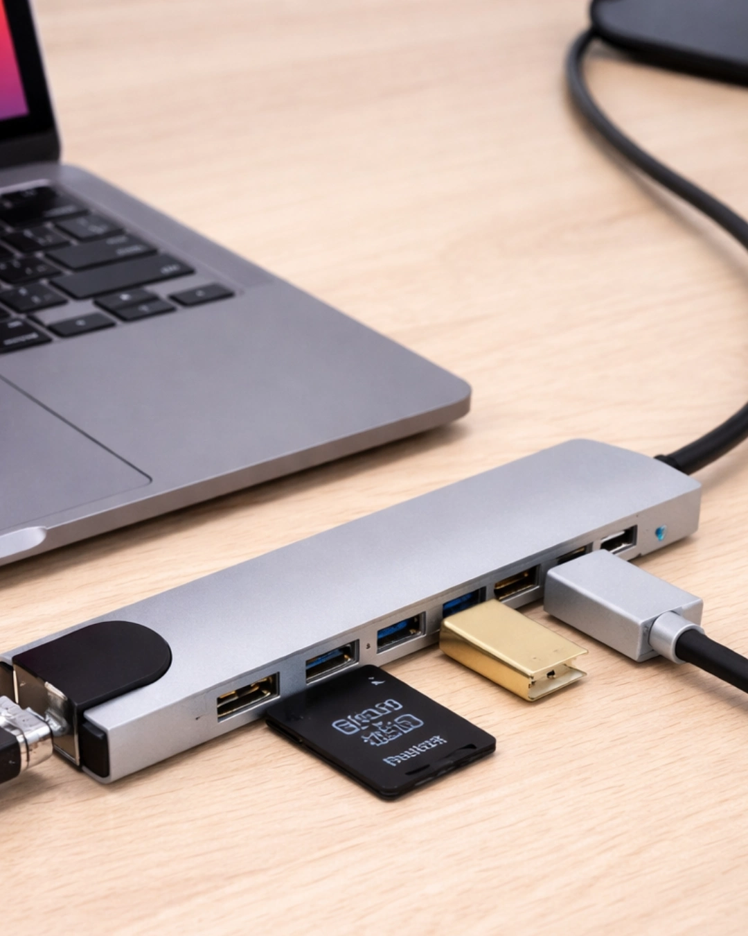 BUĞZ USB C Çoklu Port Adaptör HDMI USB Ethernet SD Kart Hub