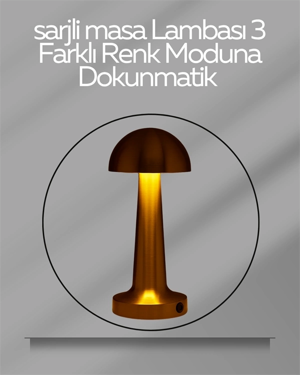 BUĞZ USB Şarjlı Dokunmatik LED Masa Lambası – 3 Renk Modu & Dimmer