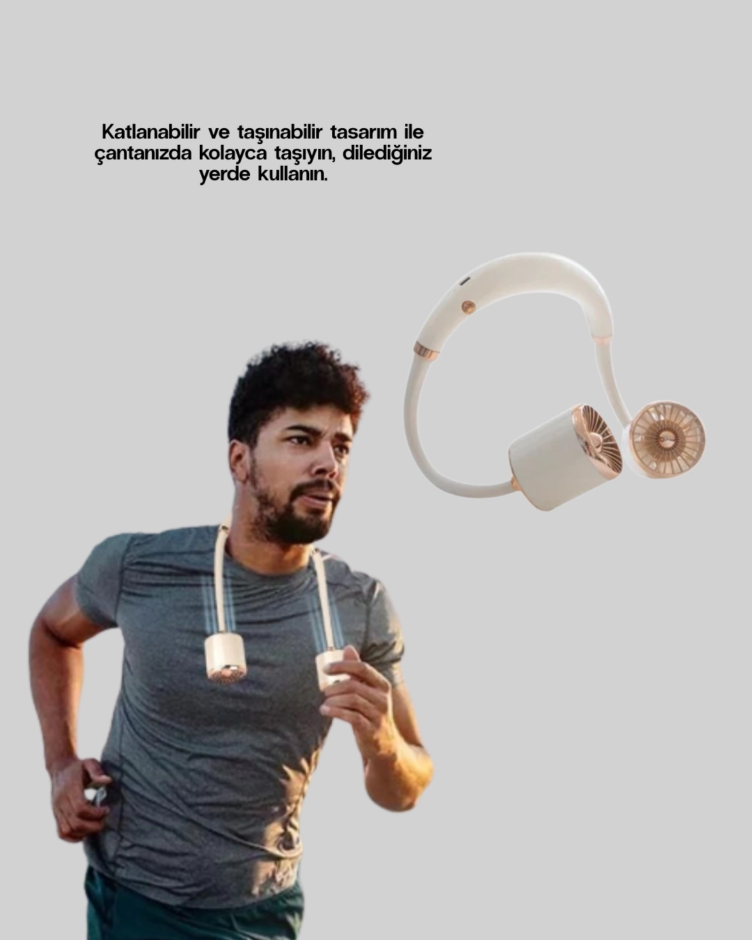 BUĞZ USB Şarjlı Katlanabilir Mini Boyun Fanı 1–3 Saat Kullanım