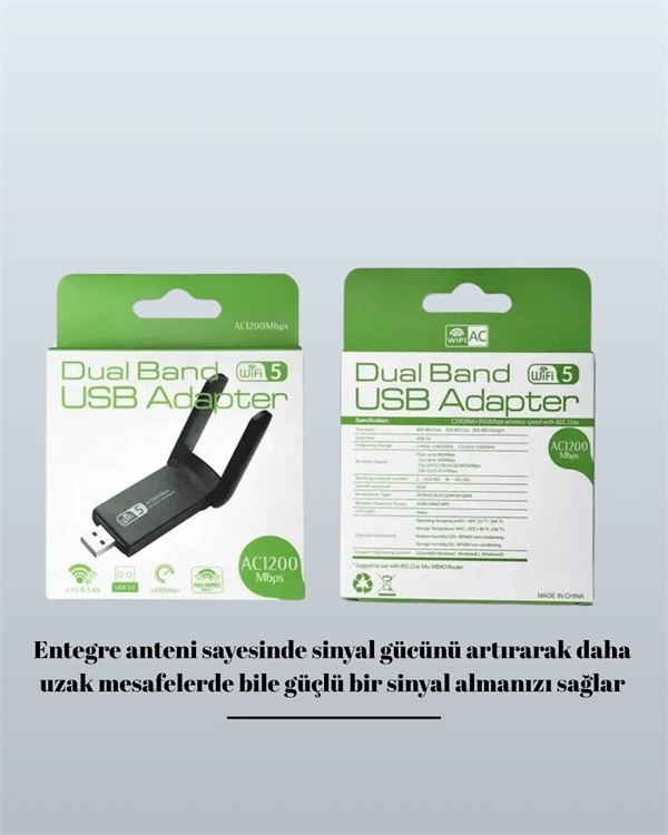 BUĞZ USB WiFi Adaptör – 1200 Mbps Hız BUĞZ USB WiFi Adaptör – 1200 Mbps Hız