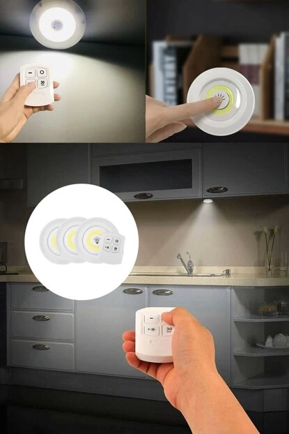 BUĞZ Uzaktan Kumandalı Yapışkanlı 3'lü Led Spot Lamba