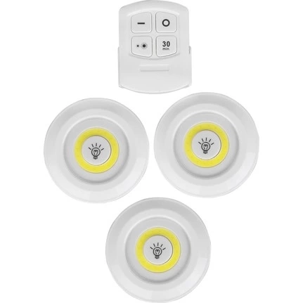 BUĞZ Uzaktan Kumandalı Yapışkanlı 3'lü Led Spot Lamba