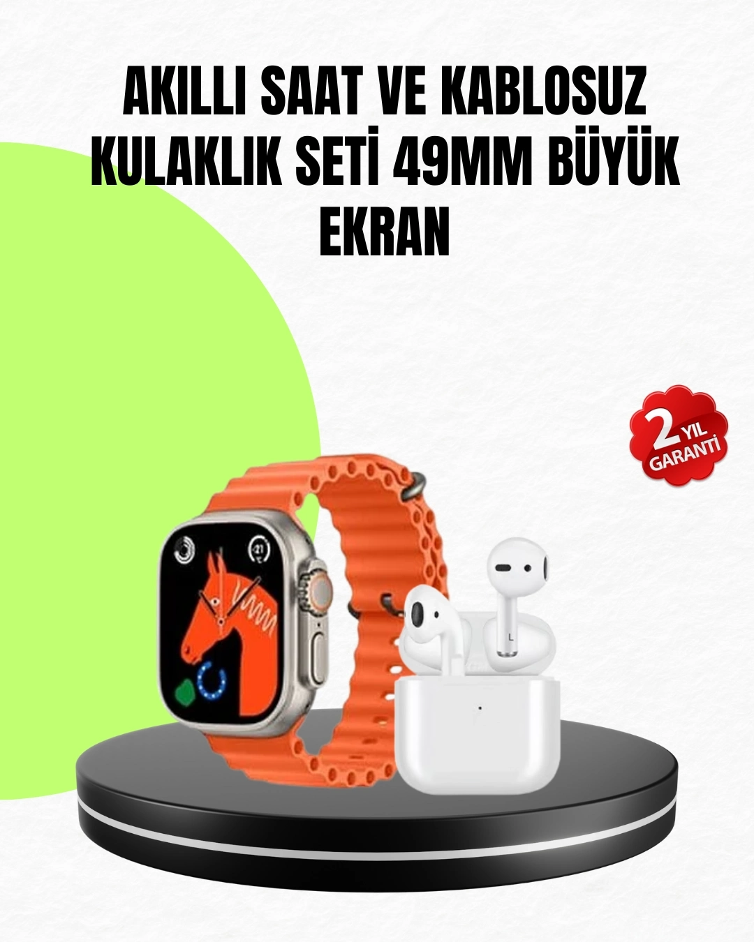BUĞZ Watch 9 Max Akıllı Saat Seti 2 Kordonlu Kablosuz Kulaklık Hediyeli