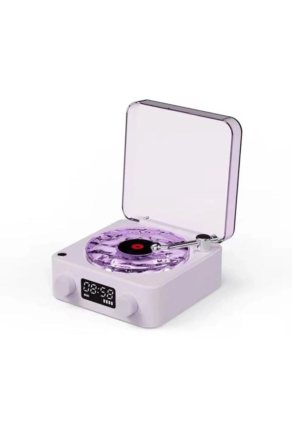 BUĞZ Waves Nostalji Plak Görünümlü Bluetooth Hoparlör 3d Ses Dalgası Retro Müzik Plak Mor
