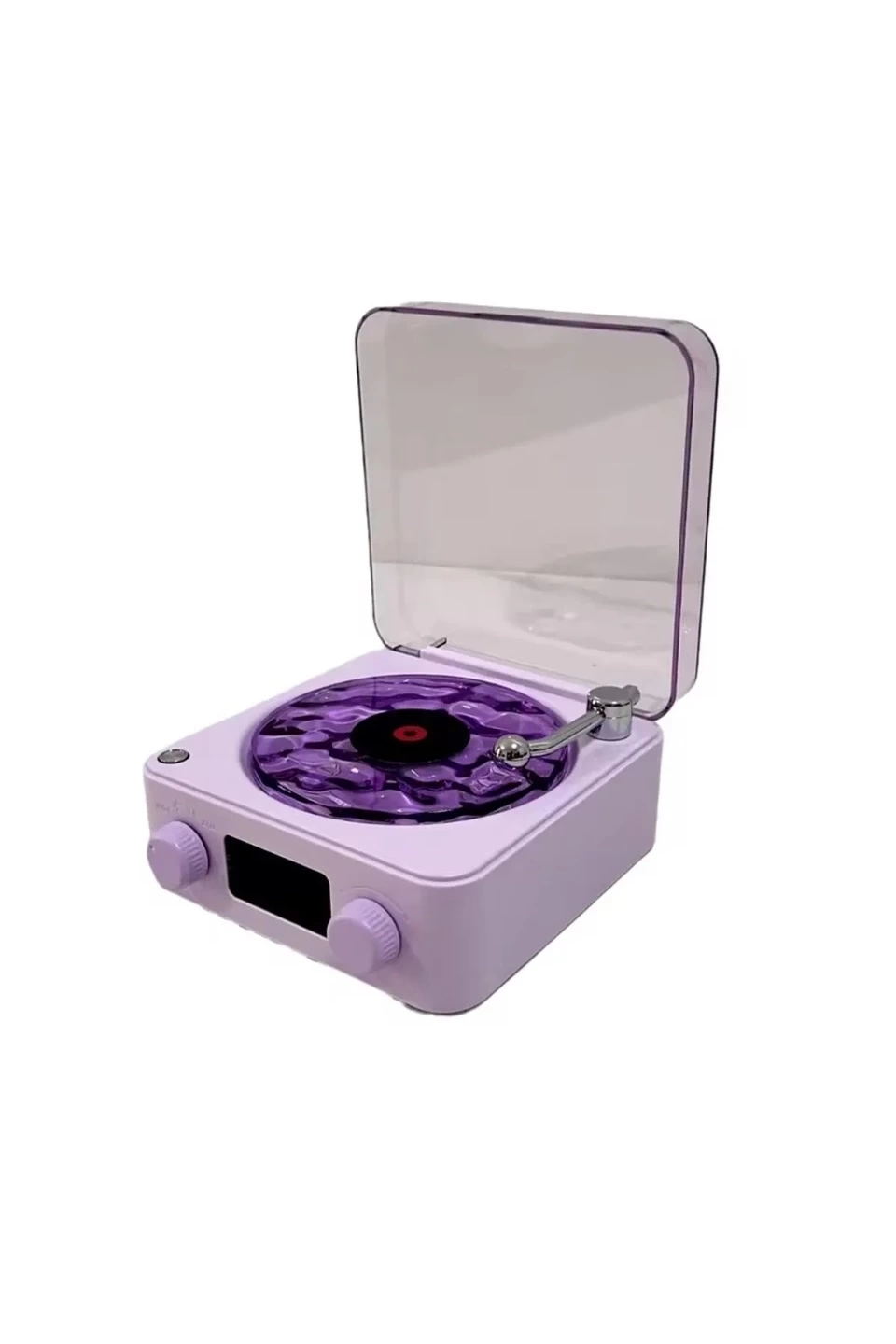 BUĞZ Waves Nostalji Plak Görünümlü Bluetooth Hoparlör 3d Ses Dalgası Retro Müzik Plak Mor