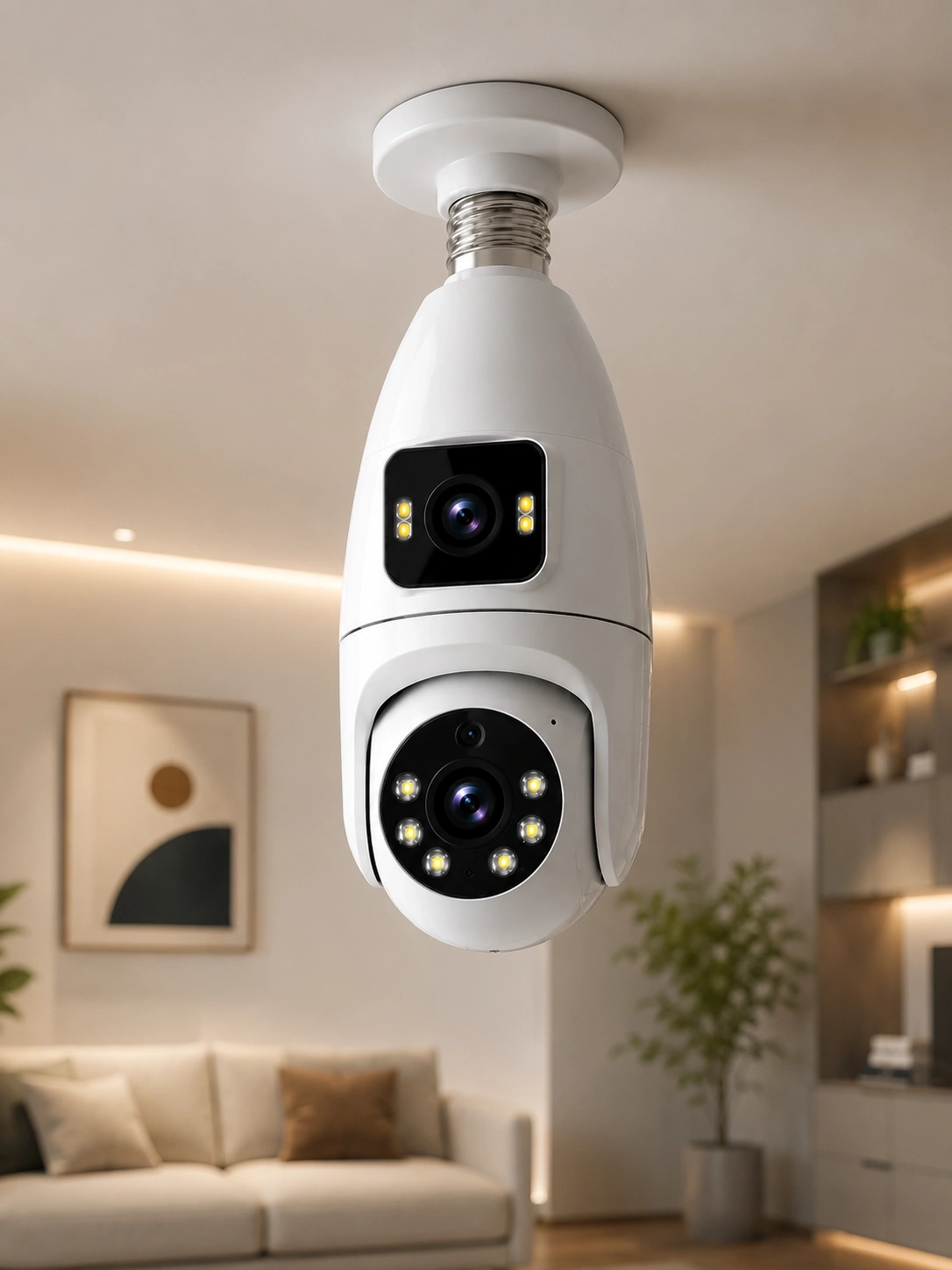 BUĞZ Wi-Fi Çift Lens Ampul Kamera  Akıllı Ev Güvenliği