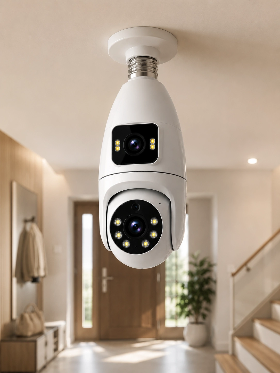 BUĞZ Wi-Fi Çift Lens Ampul Kamera  Akıllı Ev Güvenliği