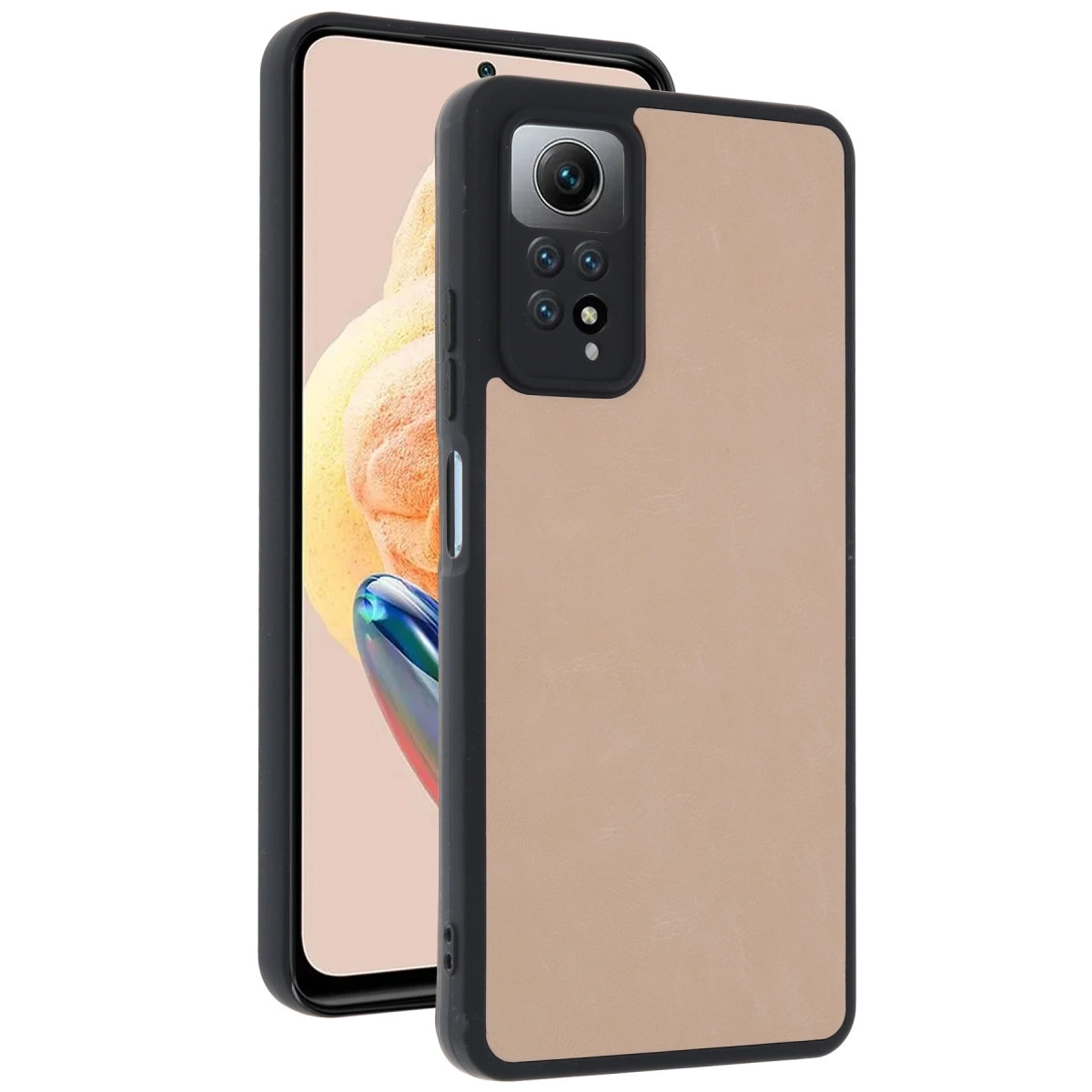 BUĞZ Xiaomi Redmi Note 12 Pro 4g Kılıf Aras Deri Kapak - Pudra
