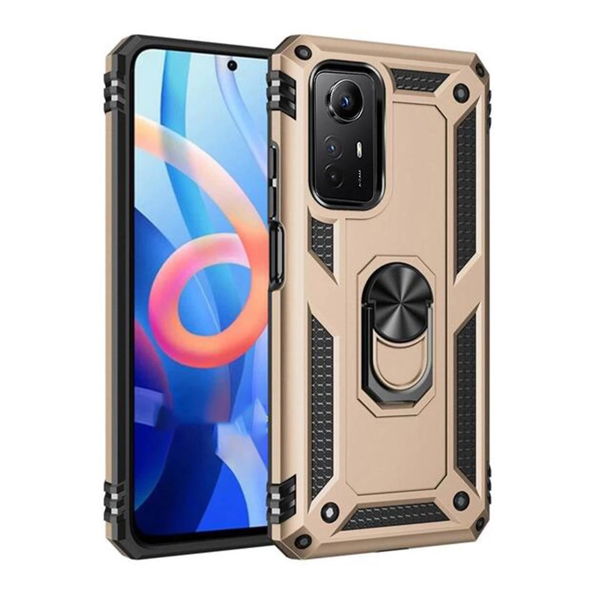 BUĞZ Xiaomi Redmi Note 12s Kılıf Sofya Yüzüklü Silikon Kapak - Gold BUĞZ Xiaomi Redmi Note 12s Kılıf Sofya Yüzüklü Silikon Kapak - Gold