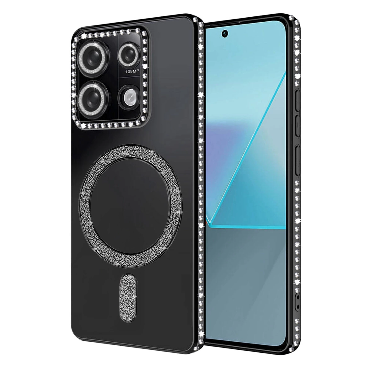 BUĞZ Xiaomi Redmi Note 13 Pro 4g Joke Simli Magneticsafe Kılıf - Siyah