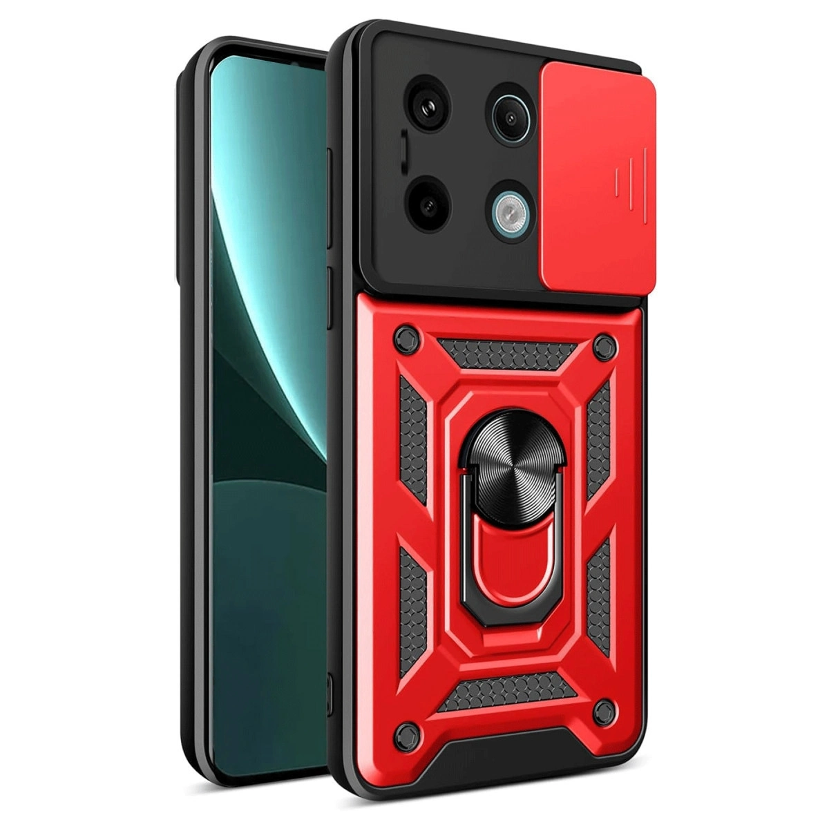 BUĞZ Xiaomi Redmi Note 13 Pro 4g Pars Lens Yüzüklü Silikon - Kırmızı
