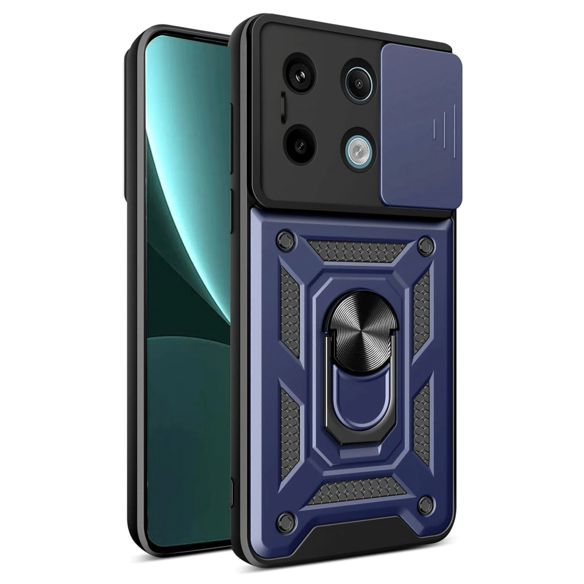 BUĞZ Xiaomi Redmi Note 13 Pro 4g Pars Lens Yüzüklü Silikon - Lacivert