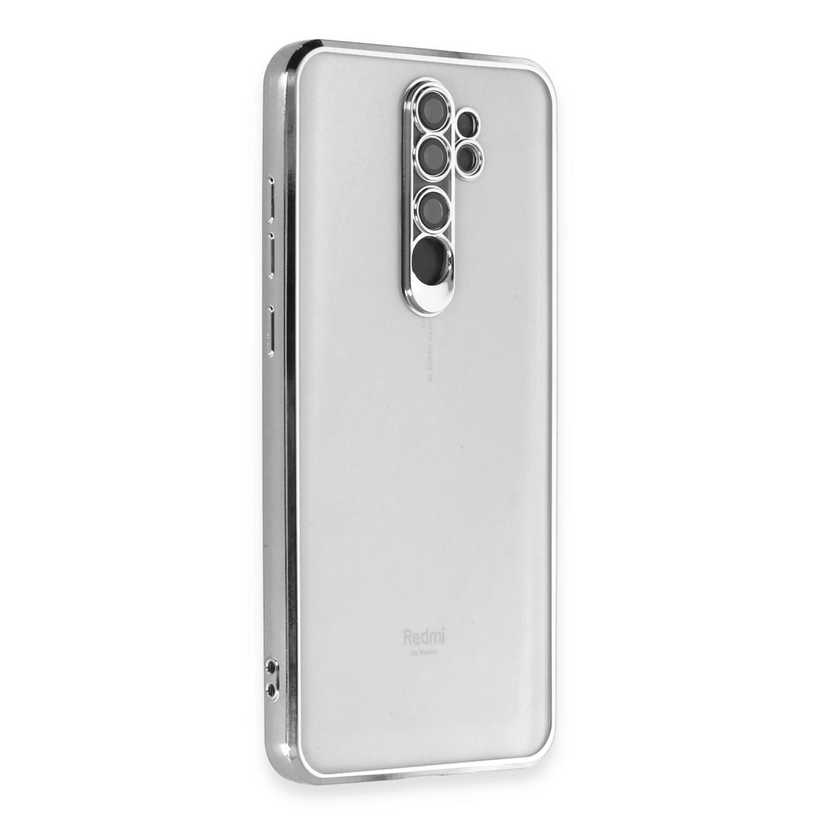 BUĞZ Xiaomi Redmi Note 8 Pro Kılıf Razer Lensli Silikon - Gümüş