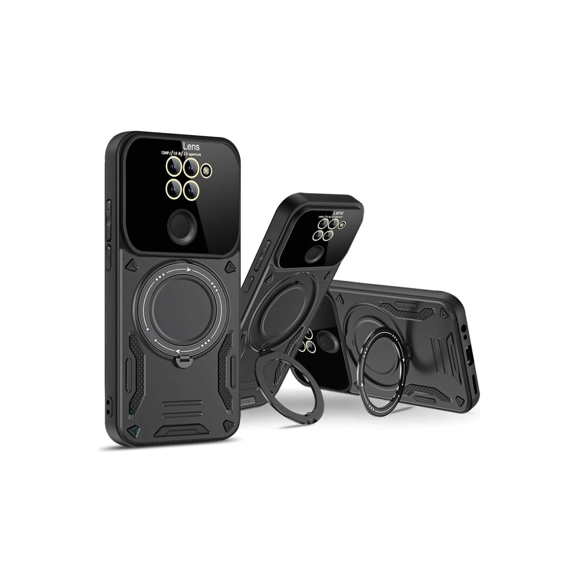 BUĞZ Xiaomi Redmi Note 9 Joy Lens Standlı Kapak - Siyah