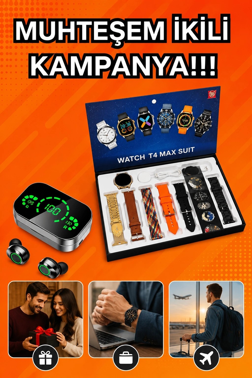 BUĞZ Yeni Model Akıllı Saat ve Ucuz Kaliteli Bluetooth Kulaklık Amoled Ekran Aynalı