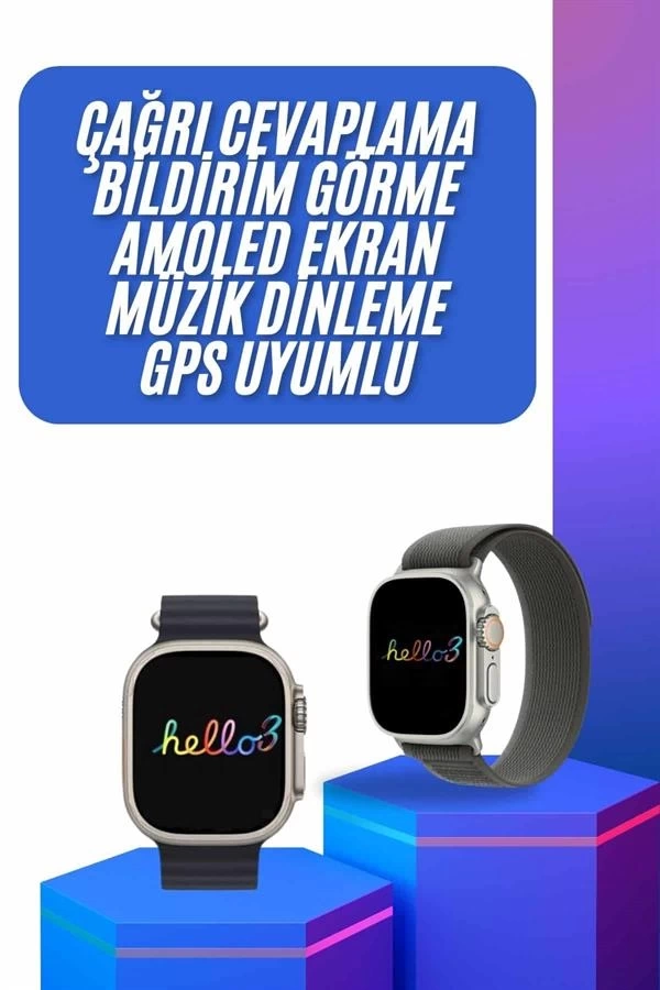 BUĞZ Yeni Nesil 3 Kordonlu Kol Saati 49 MM Amoled Ekran Akıllı Saat