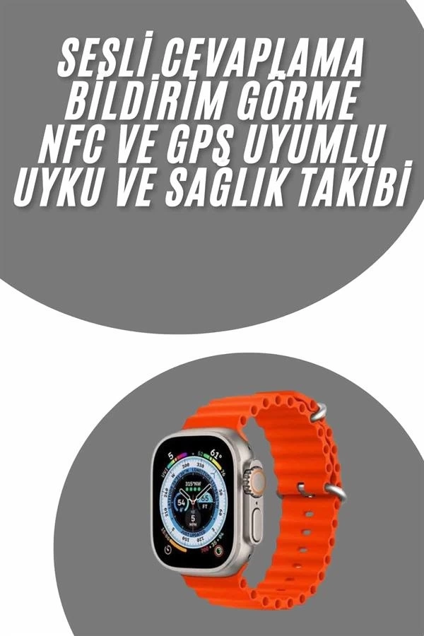 BUĞZ yeni nesil Akıllı Saat Android ve İOS Uyumlu 49 MM NFC Özelliği GPS Takibi
