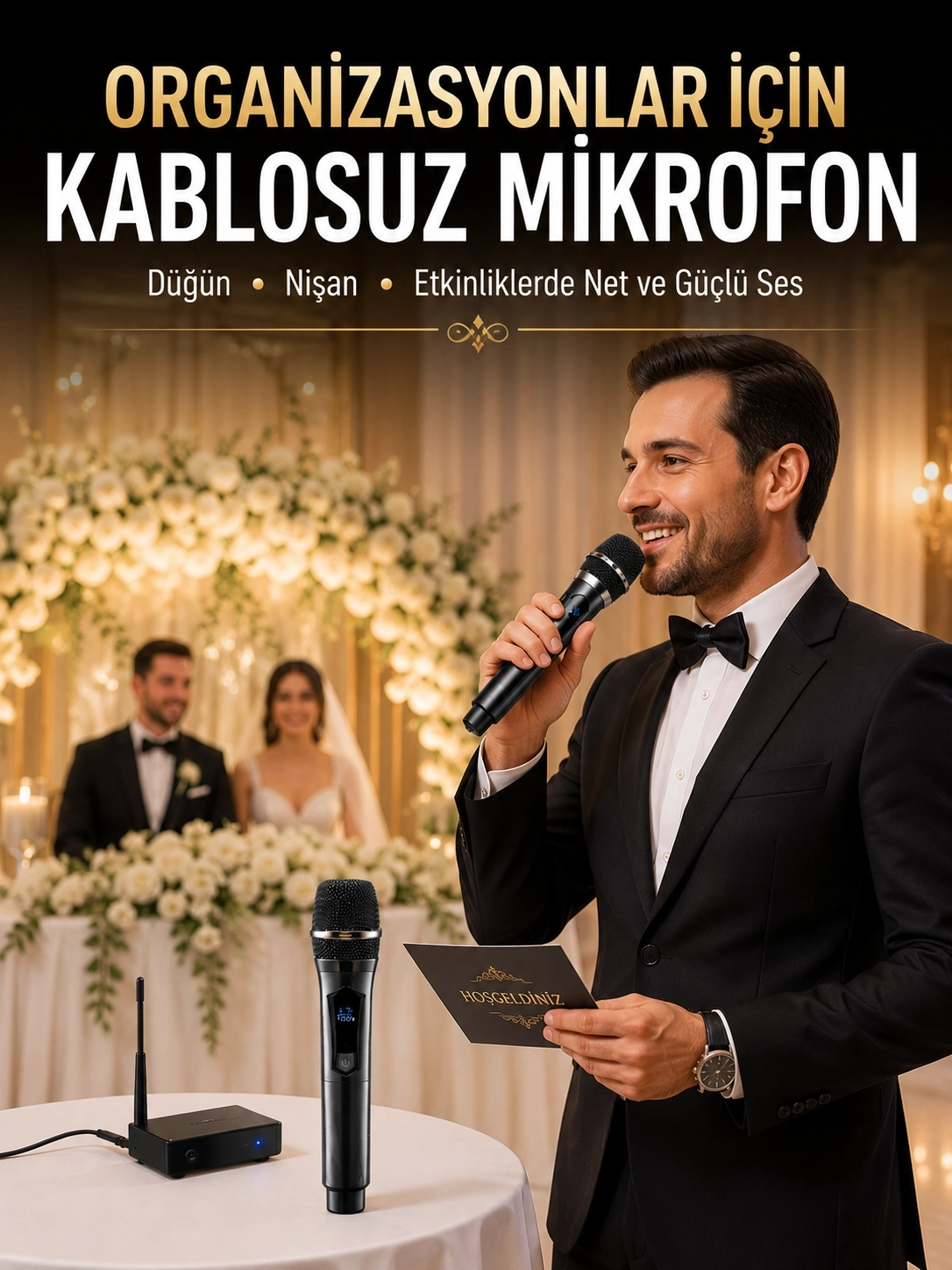 BUĞZ Yeni Nesil Kablosuz El Mikrofonu Seti Dijital Ekranlı Çift Mikrofonlu