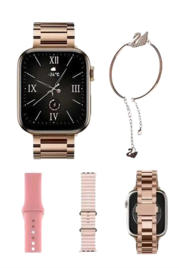 BUĞZ Yeni Nesil Kadın Akıllı Saat Rose Gold Android ve İos Uyumlu