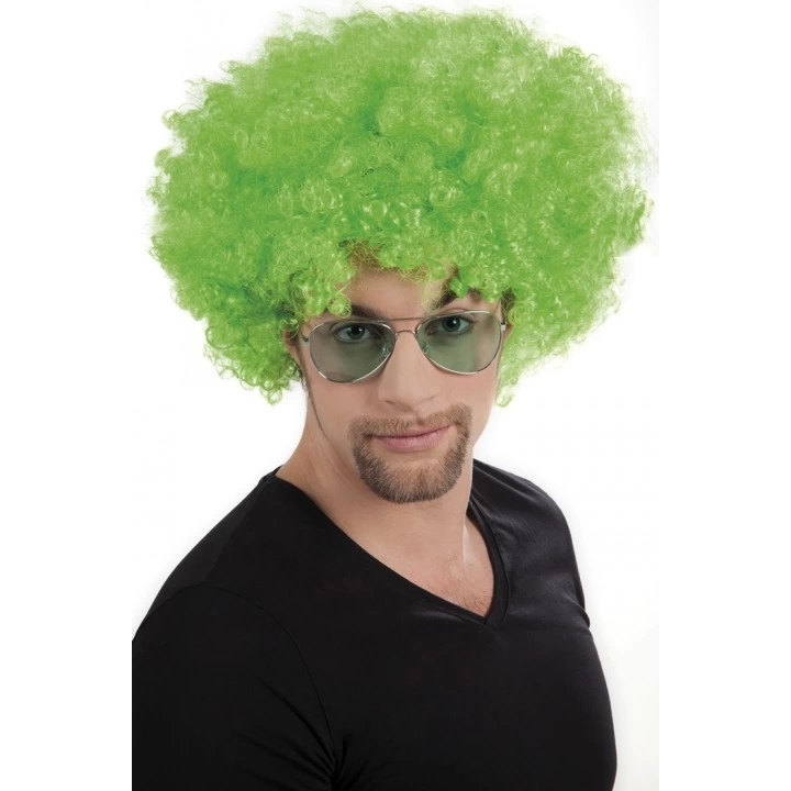 BUĞZ Yeşil Renk Kıvırcık Afro Bonus Peruk