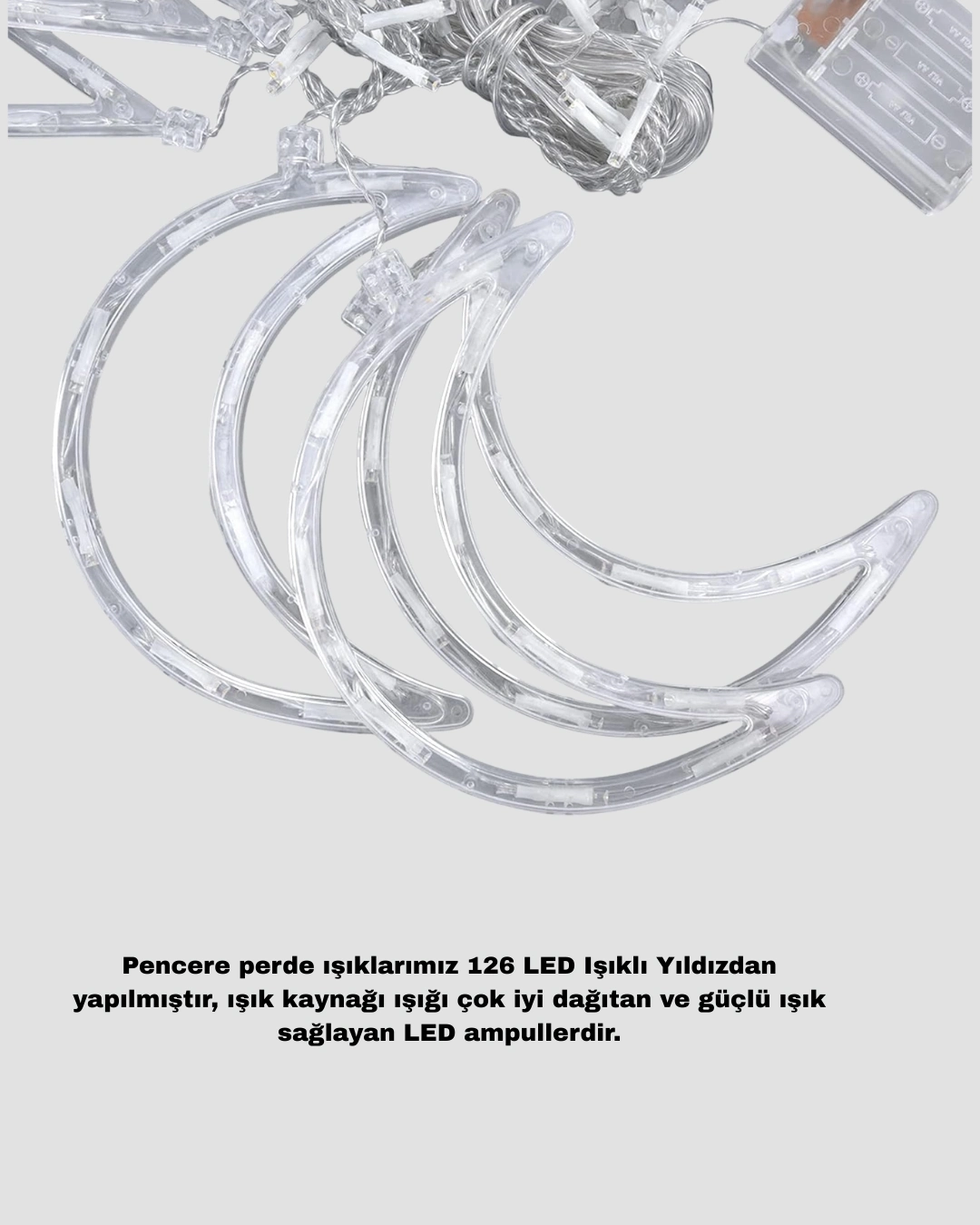 BUĞZ Yıldız Ay Tasarımlı Prizli Perde LED Işık İç Mekan Dekoru