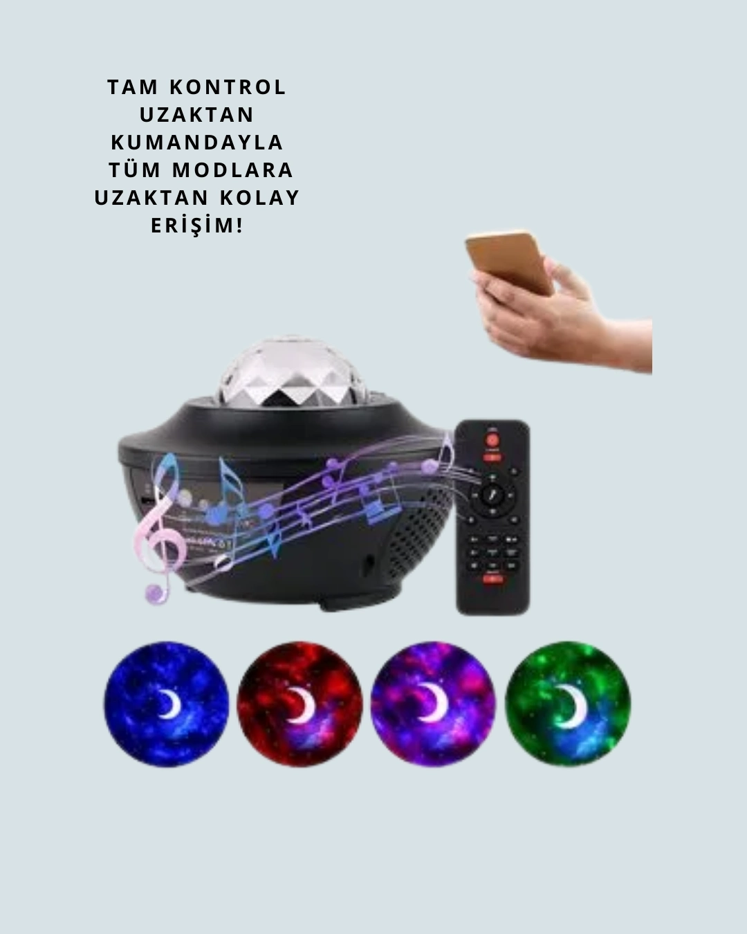 BUĞZ Yıldız & Okyanus Dalga Projektörü – Bluetooth / USB Hoparlörlü