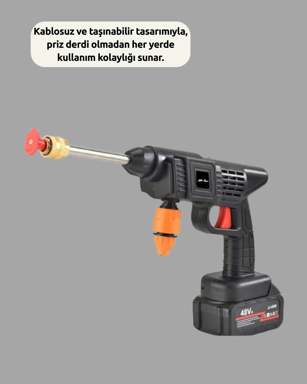 BUĞZ Yüksek Basınçlı Şarjlı Yıkama Tabancası Su Tabancası Hortumlu