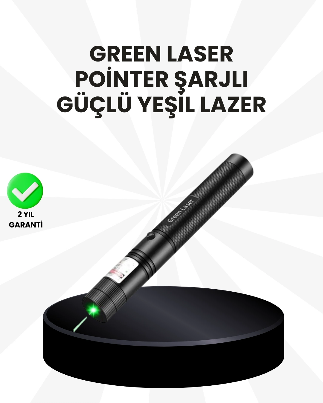 BUĞZ Yüksek Güçlü Yeşil Lazer Pointer 5000mW Şarjlı