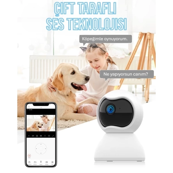 BUĞZ Çift Taraflı Ses Özellikli Wi-Fi Kamera BUĞZ Çift Taraflı Ses Özellikli Wi-Fi Kamera