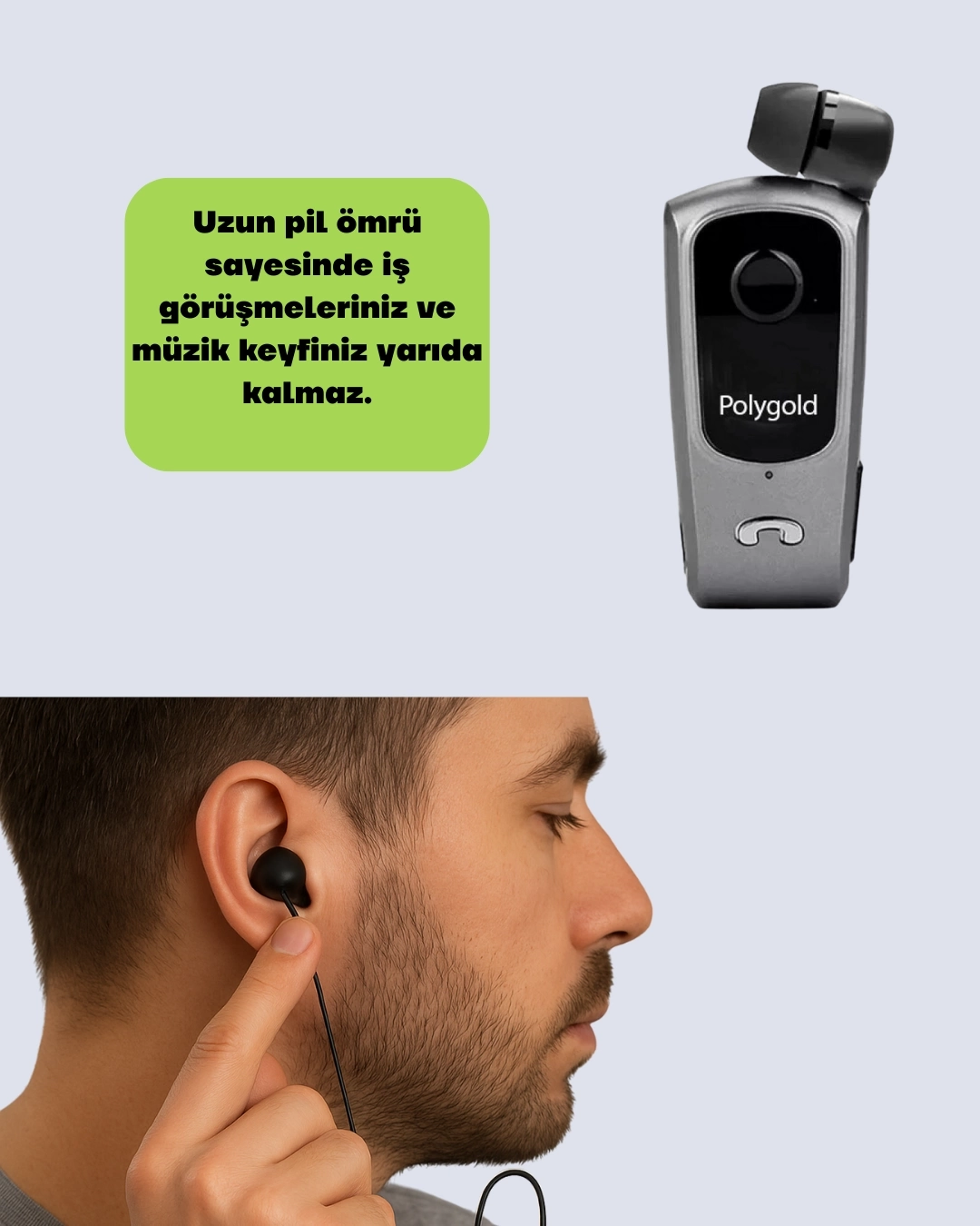 BUĞZ Geri Çekilebilir Kablolu Bluetooth İş Kulaklığı