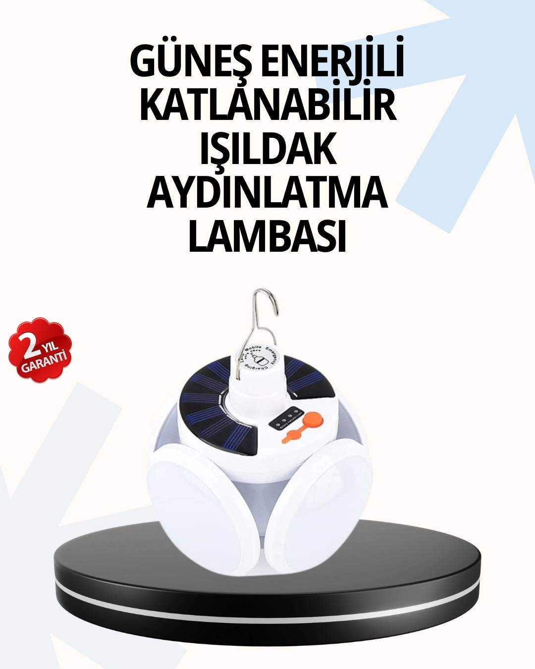 BUĞZ Katlanabilir 5 Kanatlı Solar LED Bahçe ve Kamp Lambası