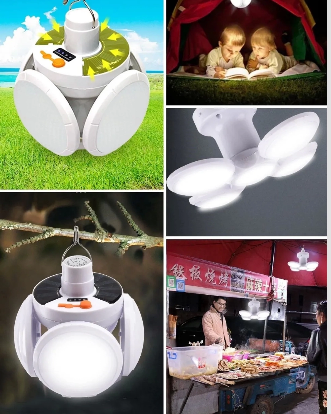 BUĞZ USB ve Solar Şarjlı Katlanabilir 5 Taraflı LED Lamba