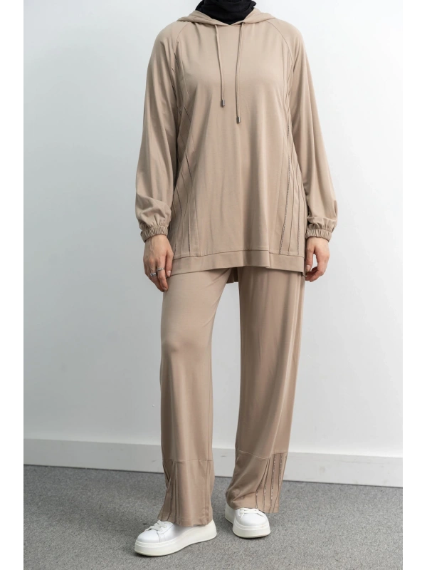 LETAFET 4068 PANTOLONLU TAKIM - BEJ