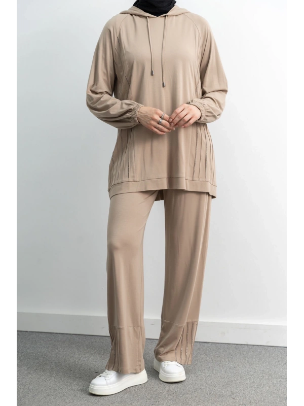 LETAFET 4068 PANTOLONLU TAKIM - BEJ