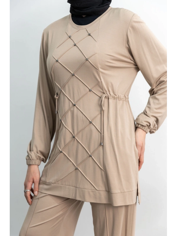 LETAFET 4033 PANTOLONLU TAKIM - BEJ