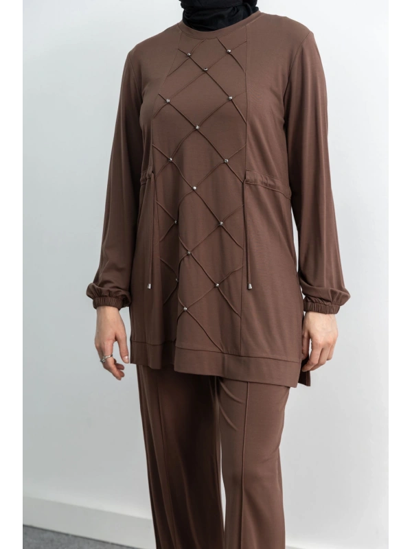 LETAFET 4033 PANTOLONLU TAKIM - AÇIK KAHVE