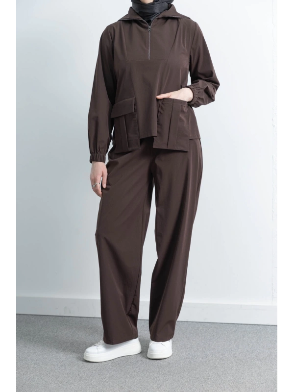 LETAFET 4074 PANTOLONLU TAKIM - KAHVE