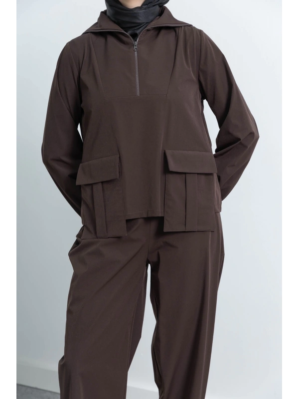 LETAFET 4074 PANTOLONLU TAKIM - KAHVE