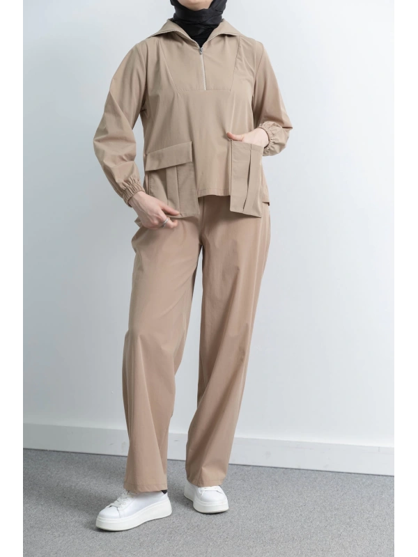 LETAFET 4074 PANTOLONLU TAKIM - BEJ