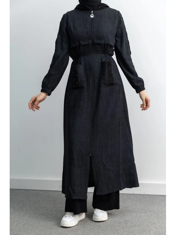 BÜZGÜ DETAYLI İNCİLİ SPOR FERACE - SİYAH