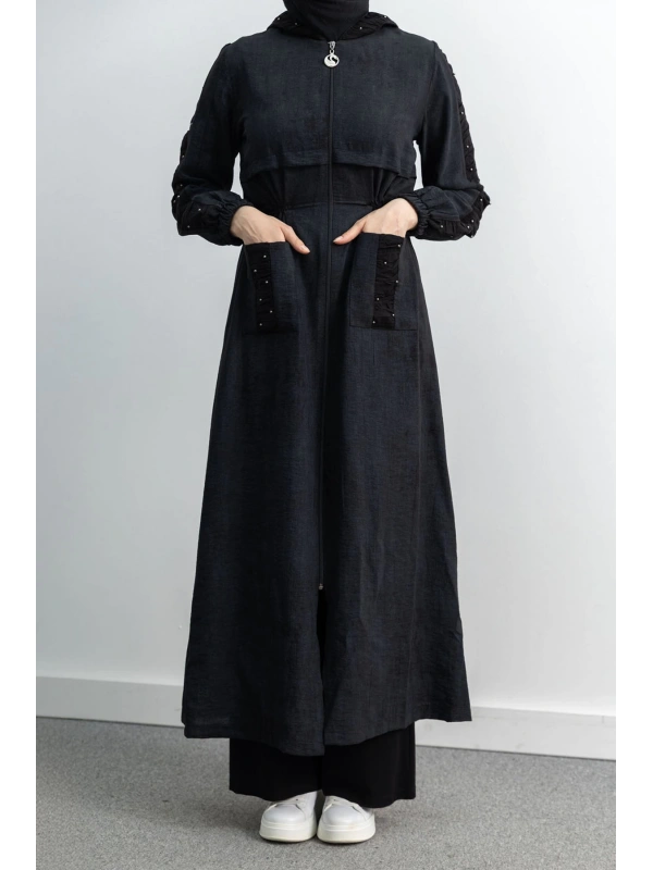 BÜZGÜ DETAYLI İNCİLİ SPOR FERACE - SİYAH