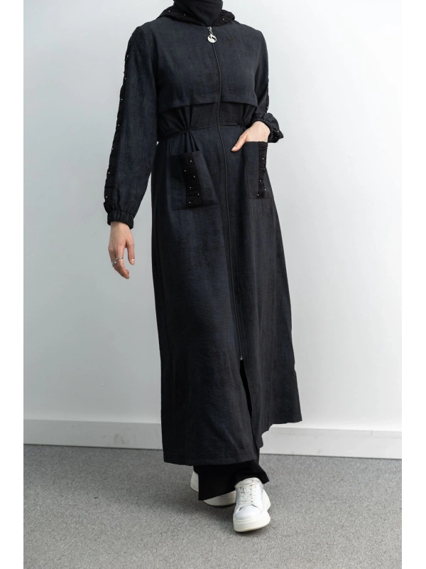 BÜZGÜ DETAYLI İNCİLİ SPOR FERACE - SİYAH