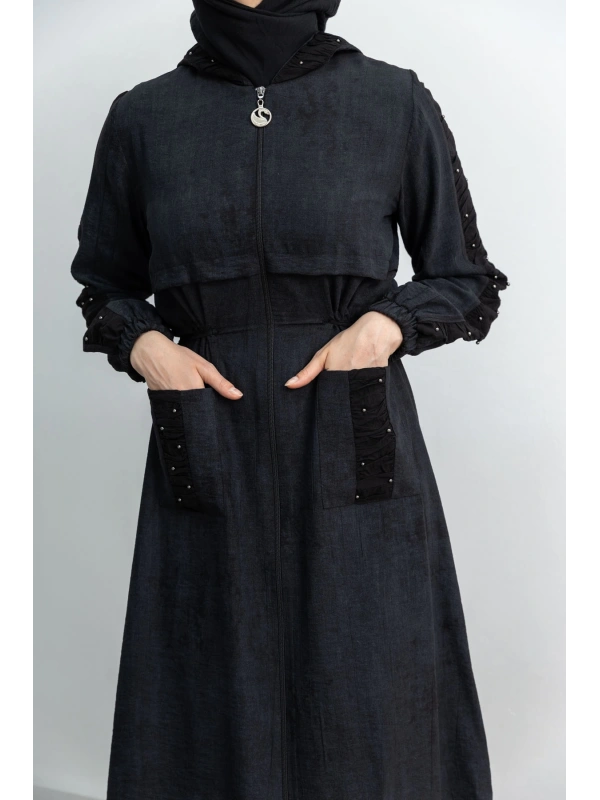 BÜZGÜ DETAYLI İNCİLİ SPOR FERACE - SİYAH