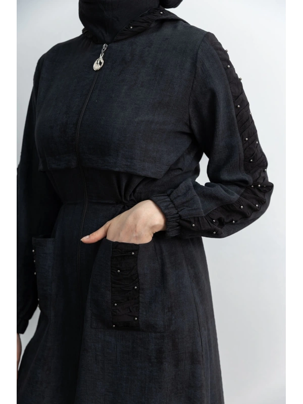 BÜZGÜ DETAYLI İNCİLİ SPOR FERACE - SİYAH