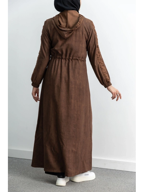 BÜZGÜ DETAYLI İNCİLİ SPOR FERACE - KAHVE