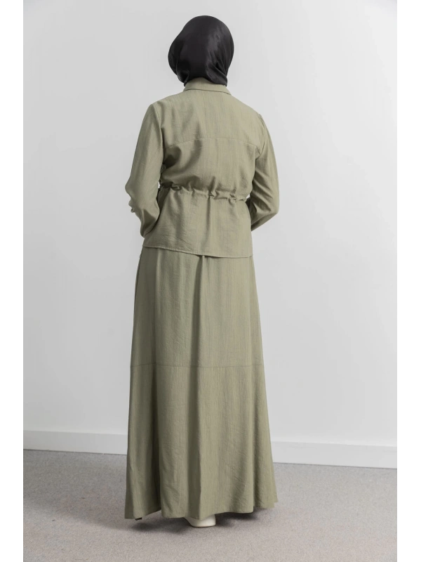 BEL BÜZGÜ DETAYLI ETEK TAKIM - HAKİ