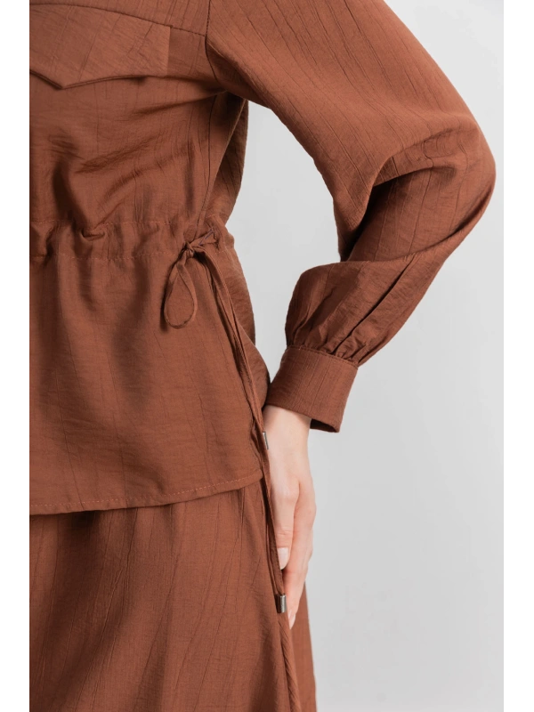 BEL BÜZGÜ DETAYLI ETEK TAKIM - KİREMİT