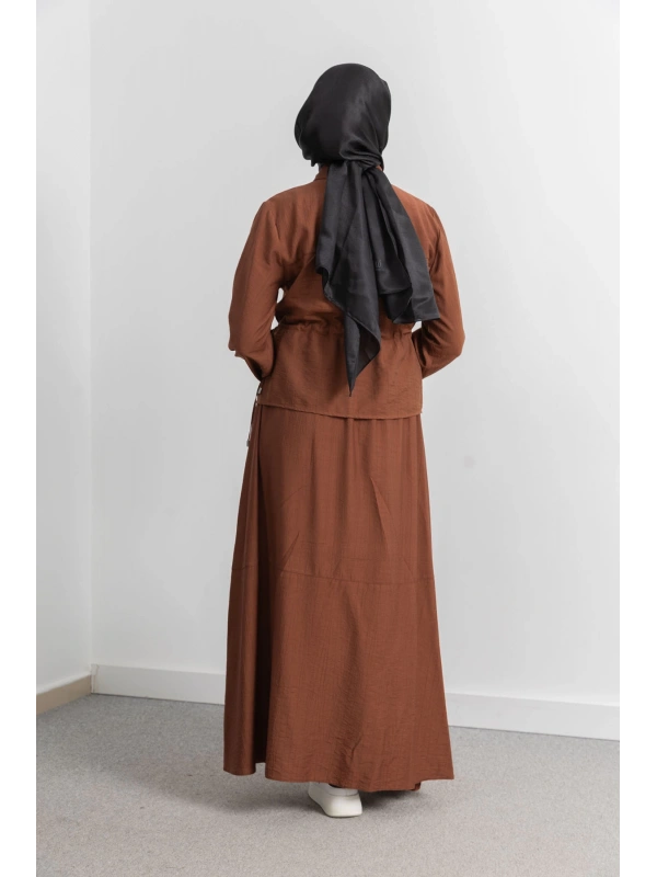 BEL BÜZGÜ DETAYLI ETEK TAKIM - KİREMİT